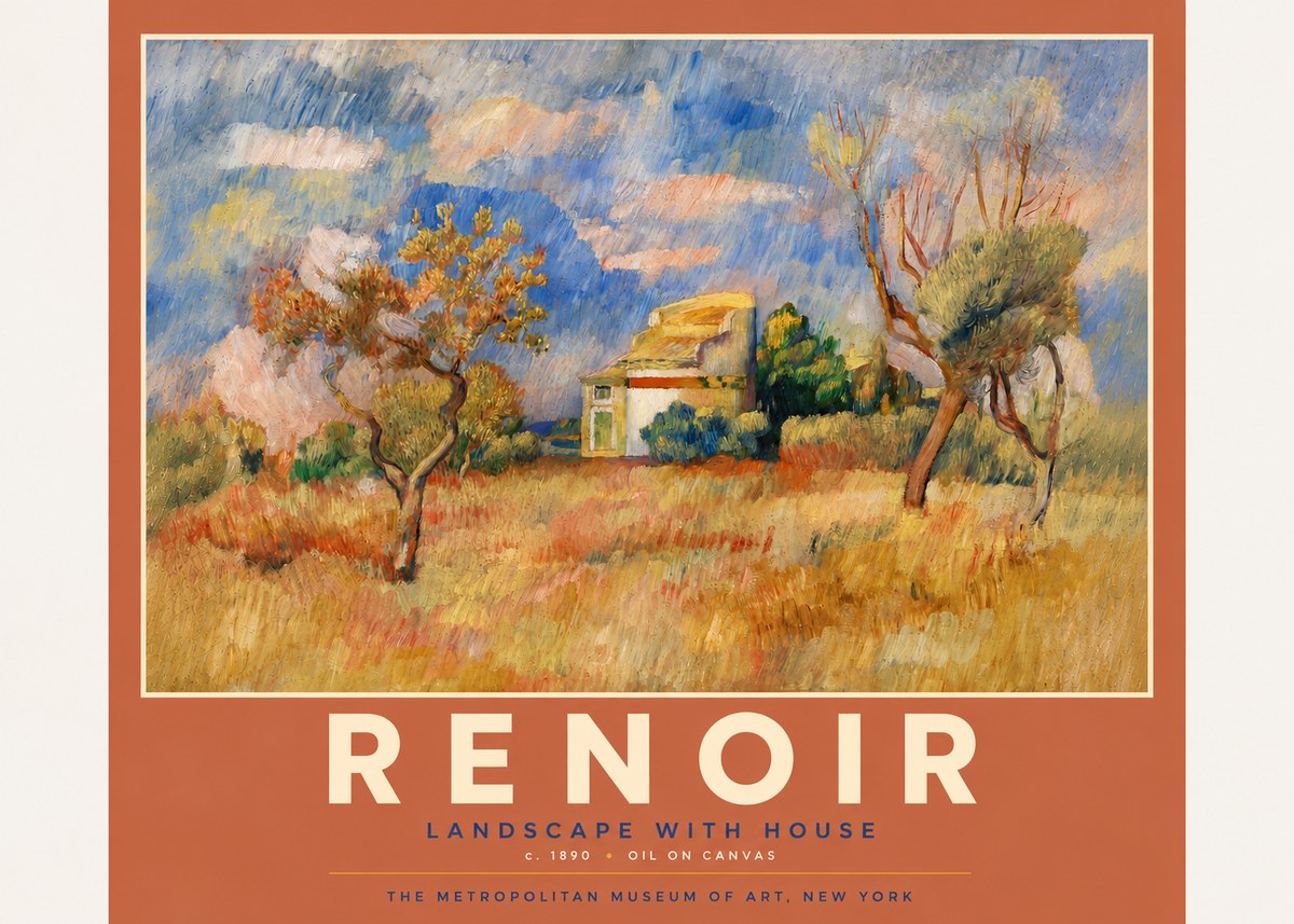 Renoir Landscape with House III No6 - Plakát
