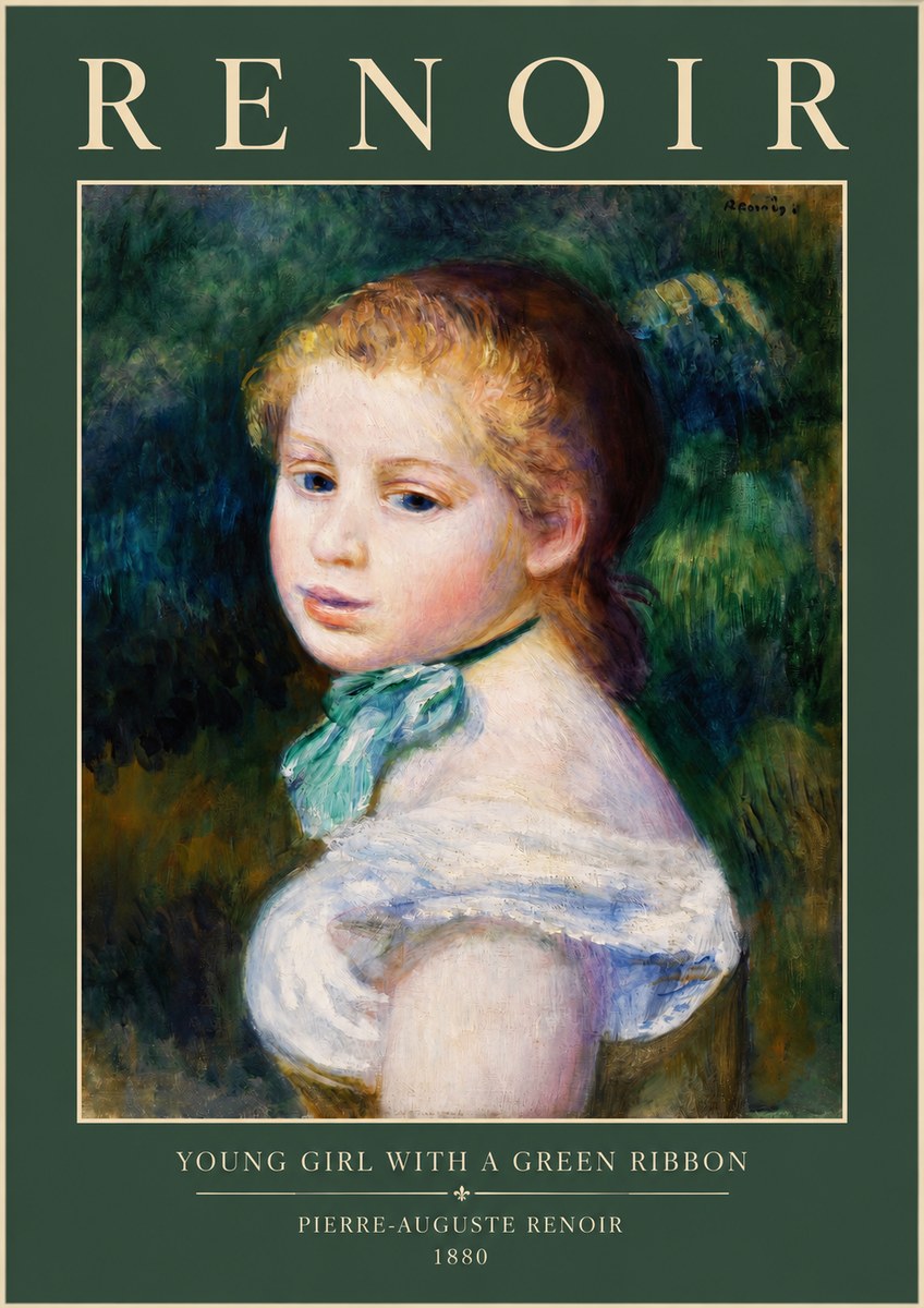 Renoir Young Girl with a Green Ribbon No2 - Plakát