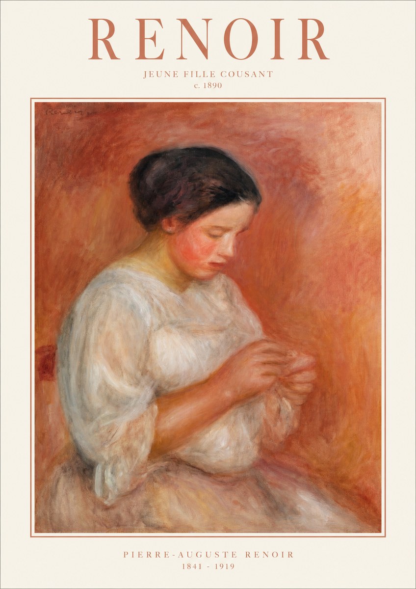 Renoir Jeune Fille Cousant No1 - Plakát