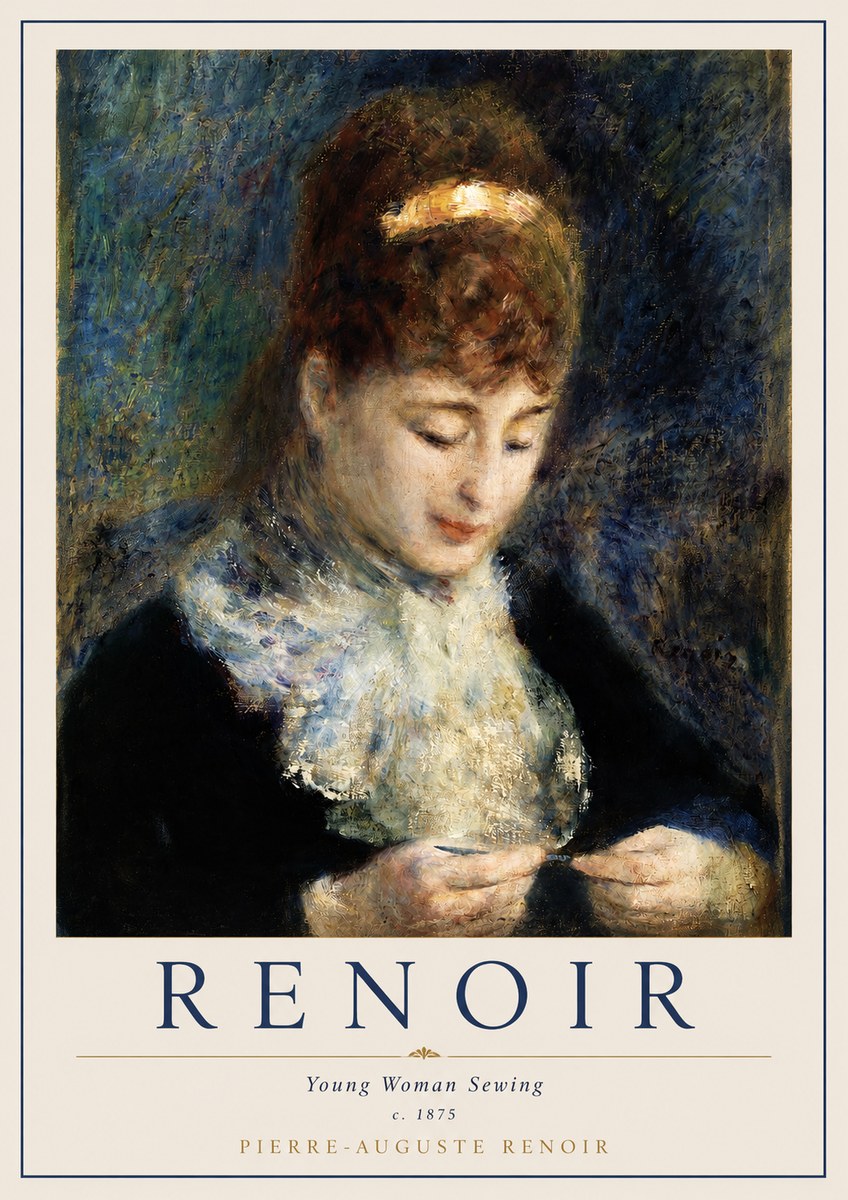 Renoir Young Woman Sewing II No2 - Plakát