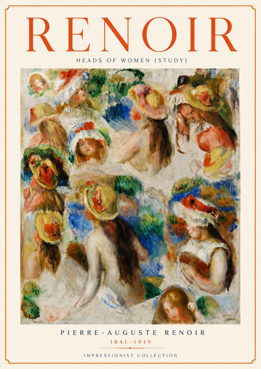 Renoir Heads of Women (Study) No6 - Plakát