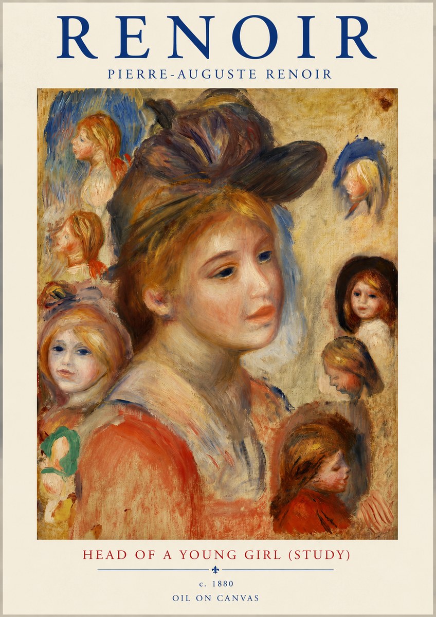 Renoir Head of a Young Girl (Study) No3 - Plakát