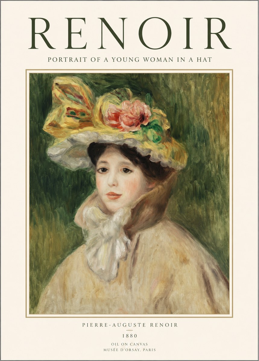 Renoir Portrait of a Young Woman in a Hat No1 - Plakát
