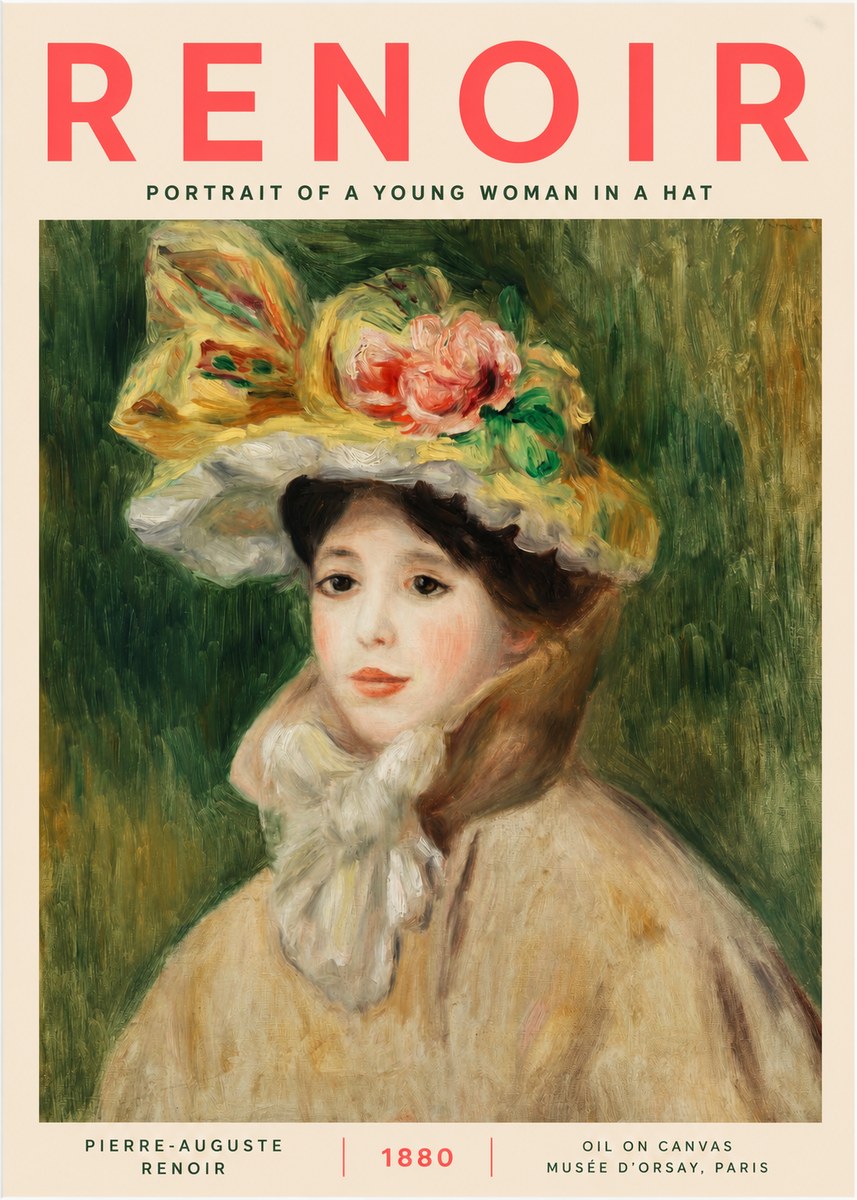 Renoir Portrait of a Young Woman in a Hat No2 - Plakát