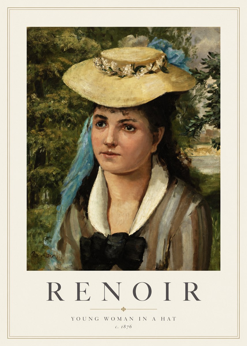 Renoir Young Woman in a Hat No1 - Plakát