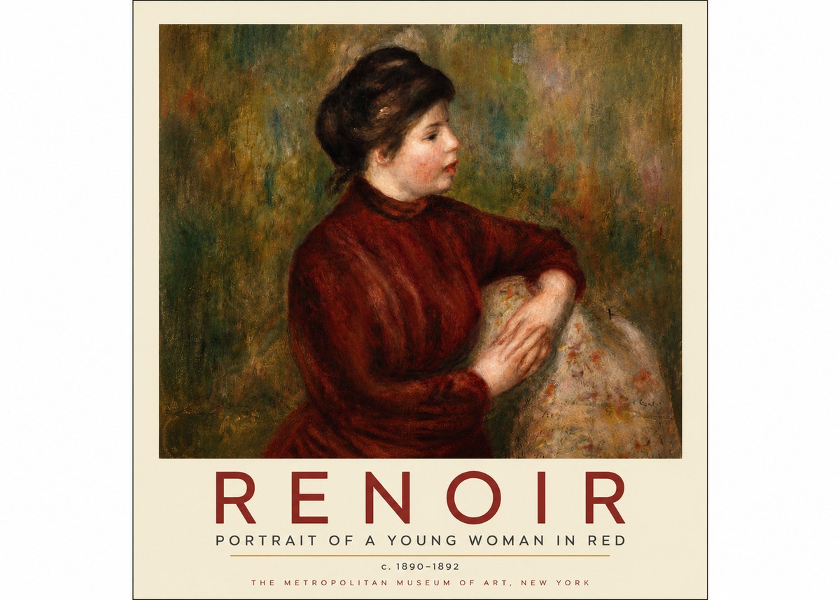 Renoir Young Woman in Red No3 - Plakát
