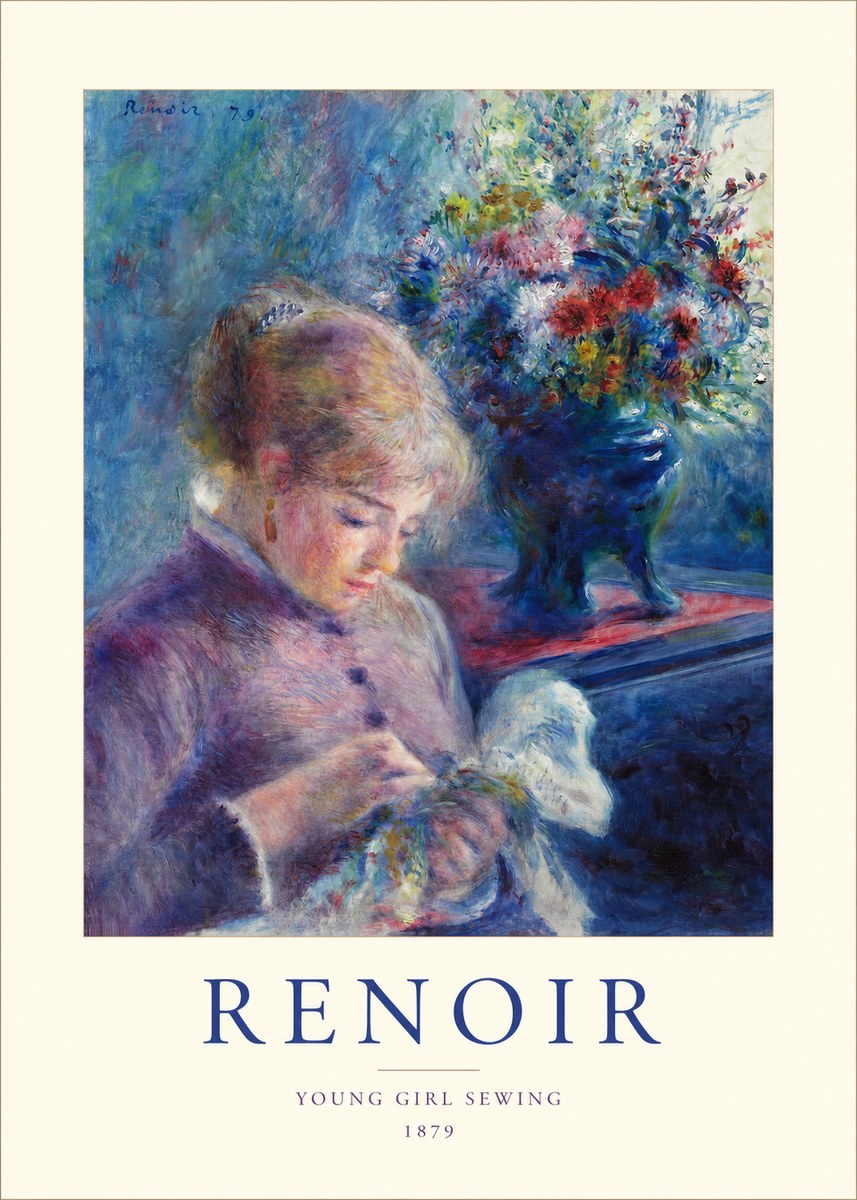 Renoir Young Girl Sewing No1 - Plakát