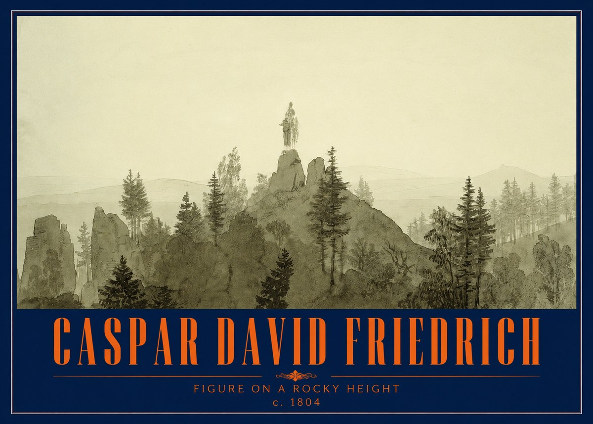 Caspar David Friedrich Figure on a Rocky Height No2 - Plakát