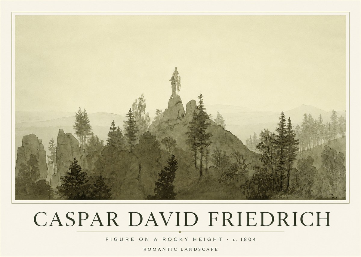 Caspar David Friedrich Figure on a Rocky Height No3 - Plakát