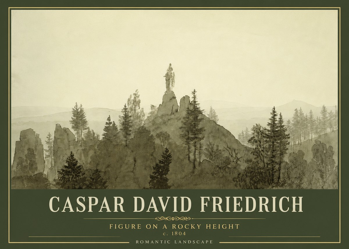 Caspar David Friedrich Figure on a Rocky Height No4 - Plakát