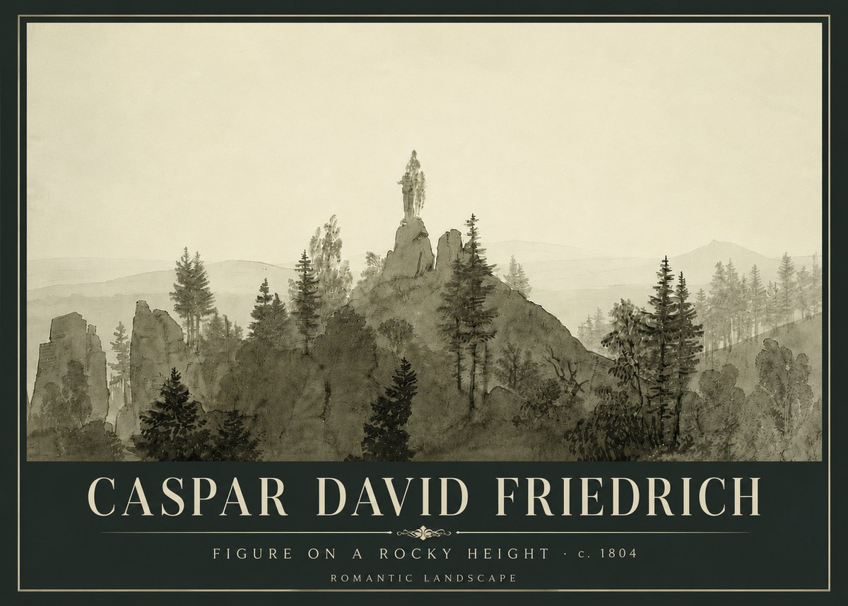 Caspar David Friedrich Figure on a Rocky Height No6 - Plakát