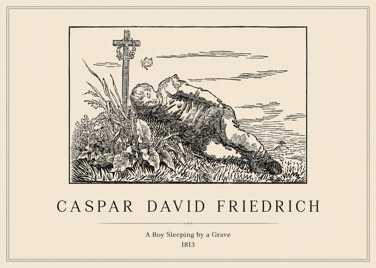 Caspar David Friedrich A Boy Sleeping by a Grave No1 - Plakát