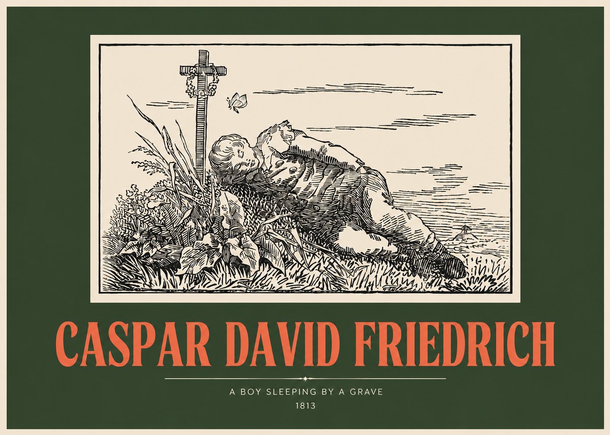 Caspar David Friedrich A Boy Sleeping by a Grave No2 - Plakát