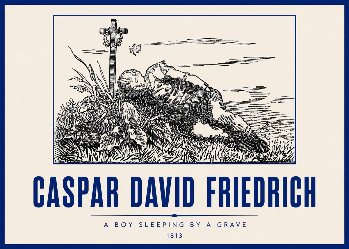 Caspar David Friedrich A Boy Sleeping by a Grave No6 - Plakát