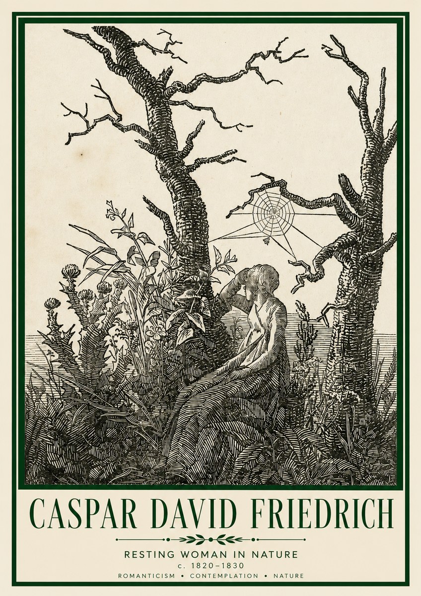 Caspar David Friedrich Resting Woman in Nature No3 - Plakát