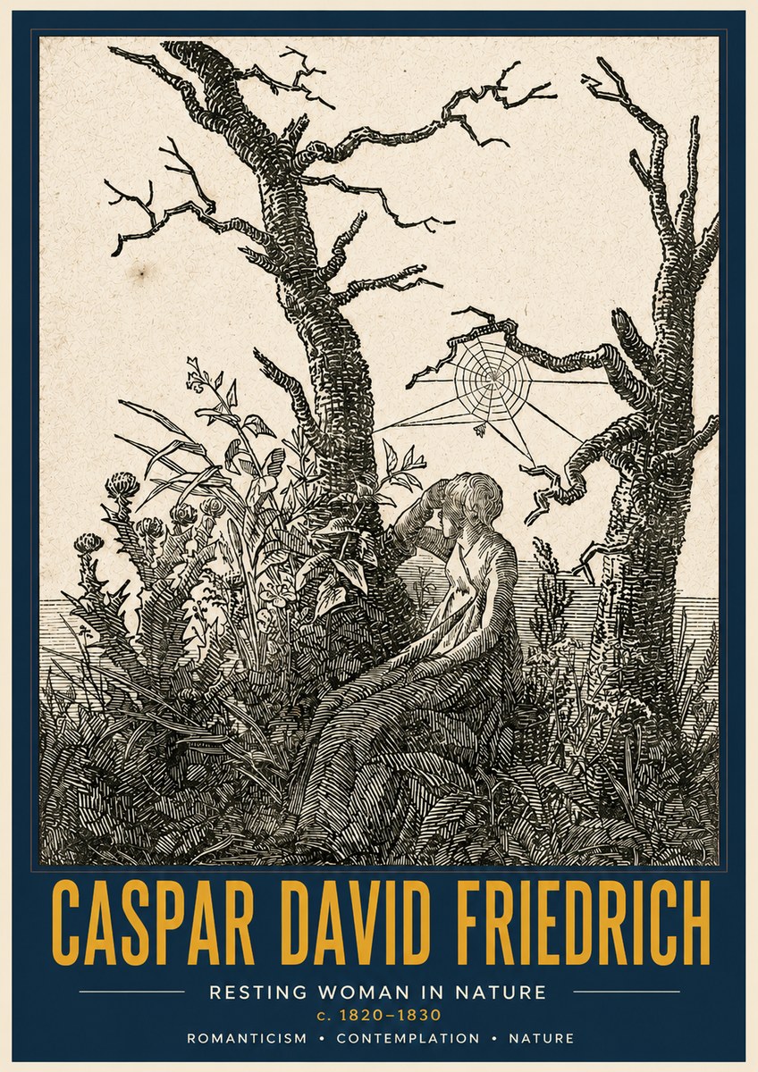 Caspar David Friedrich Resting Woman in Nature No4 - Plakát
