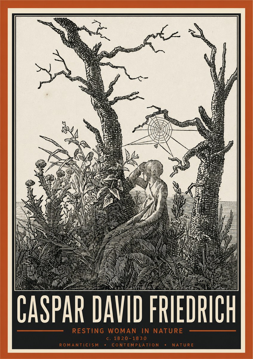 Caspar David Friedrich Resting Woman in Nature No6 - Plakát