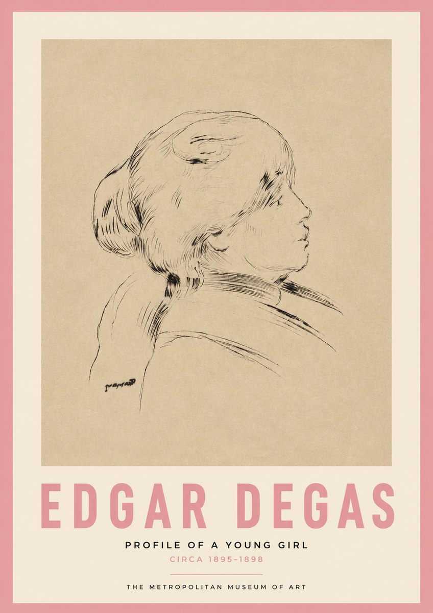 Edgar Degas Profile of a Young Girl No3 - Plakát