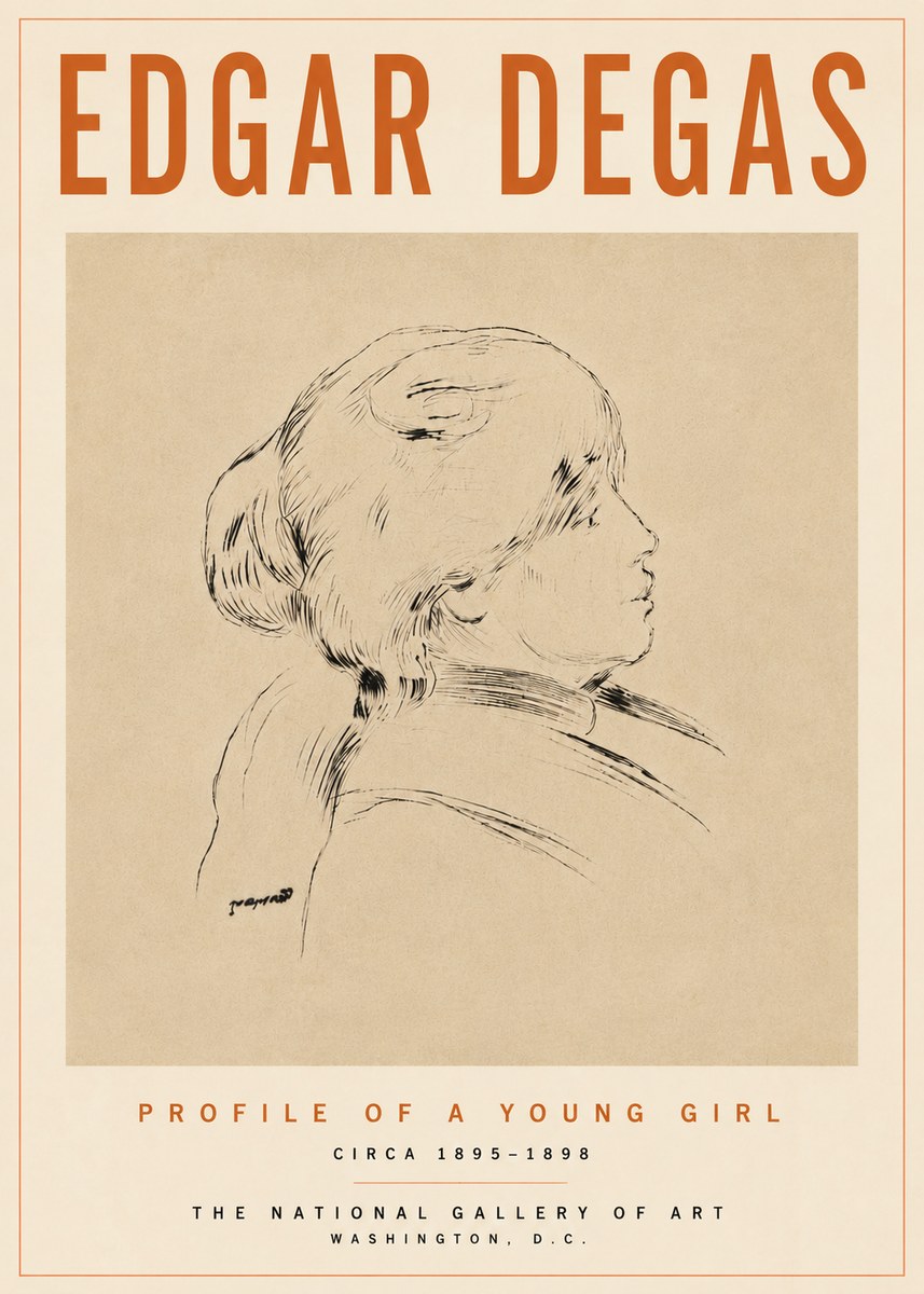 Edgar Degas Profile of a Young Girl No5 - Plakát