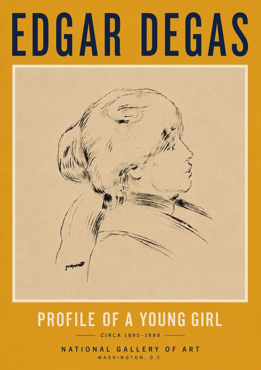 Edgar Degas Profile of a Young Girl No6 - Plakát