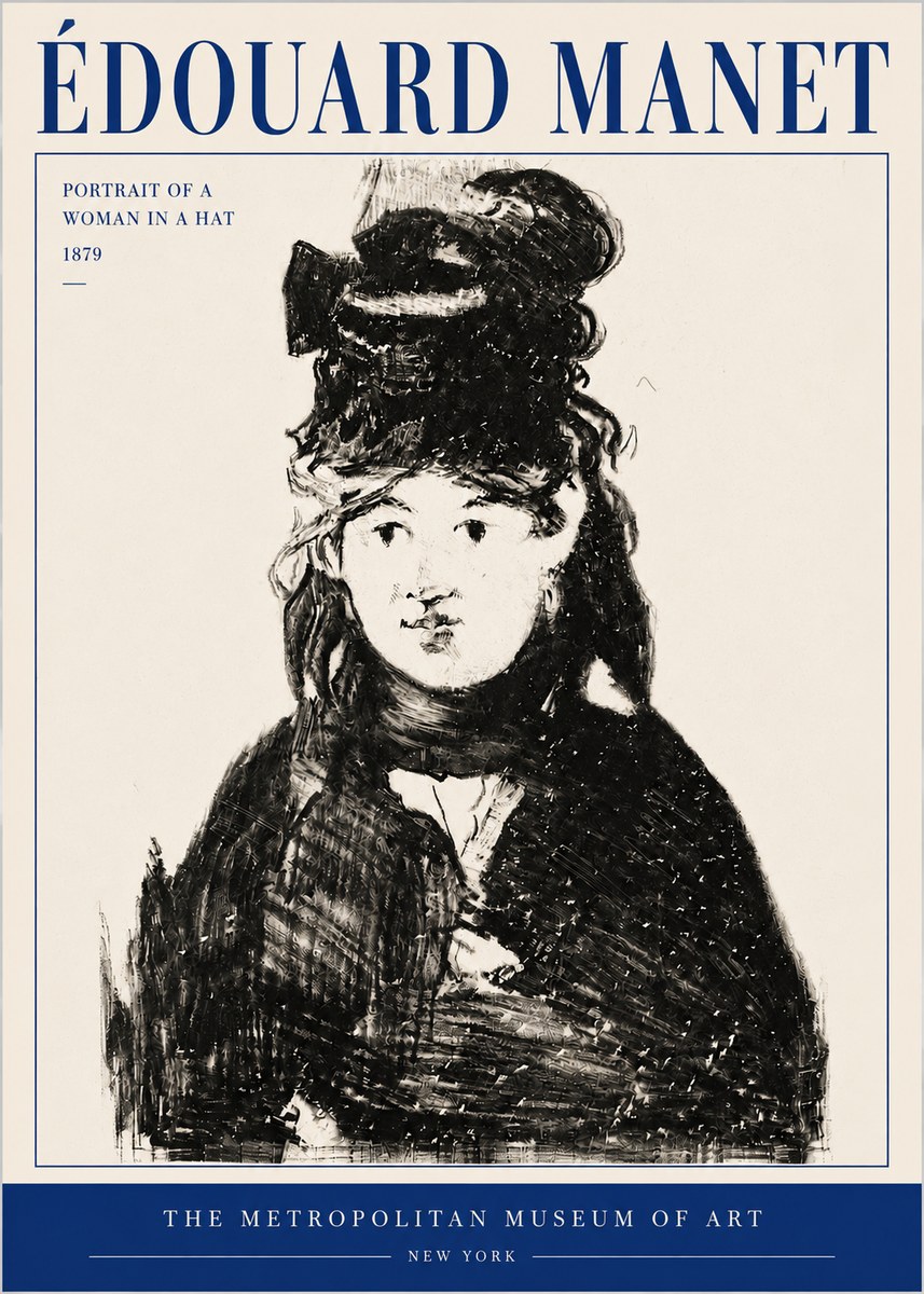 Édouard Manet Portrait of a Woman in a Hat No4 - Plakát