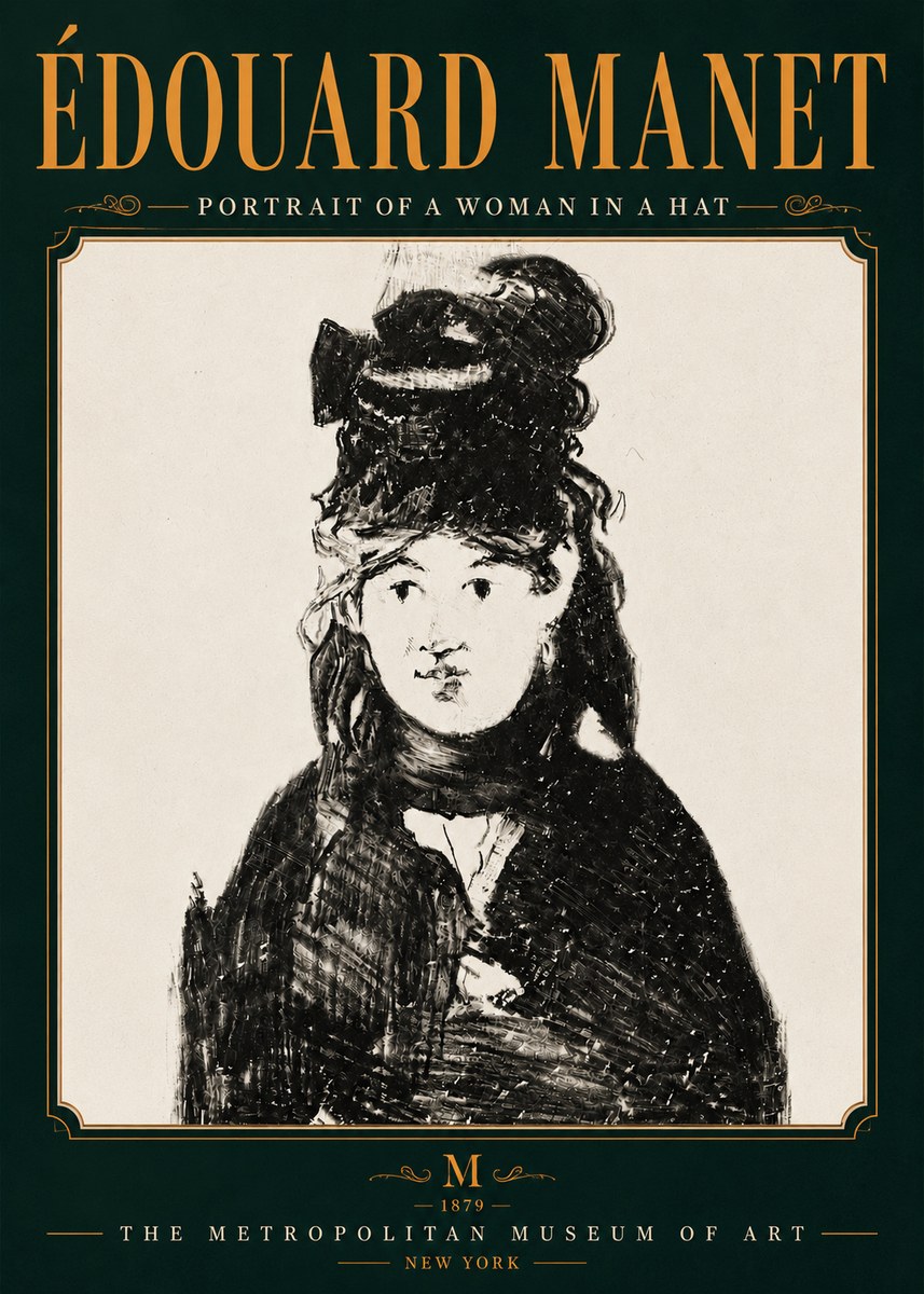 Édouard Manet Portrait of a Woman in a Hat No6 - Plakát