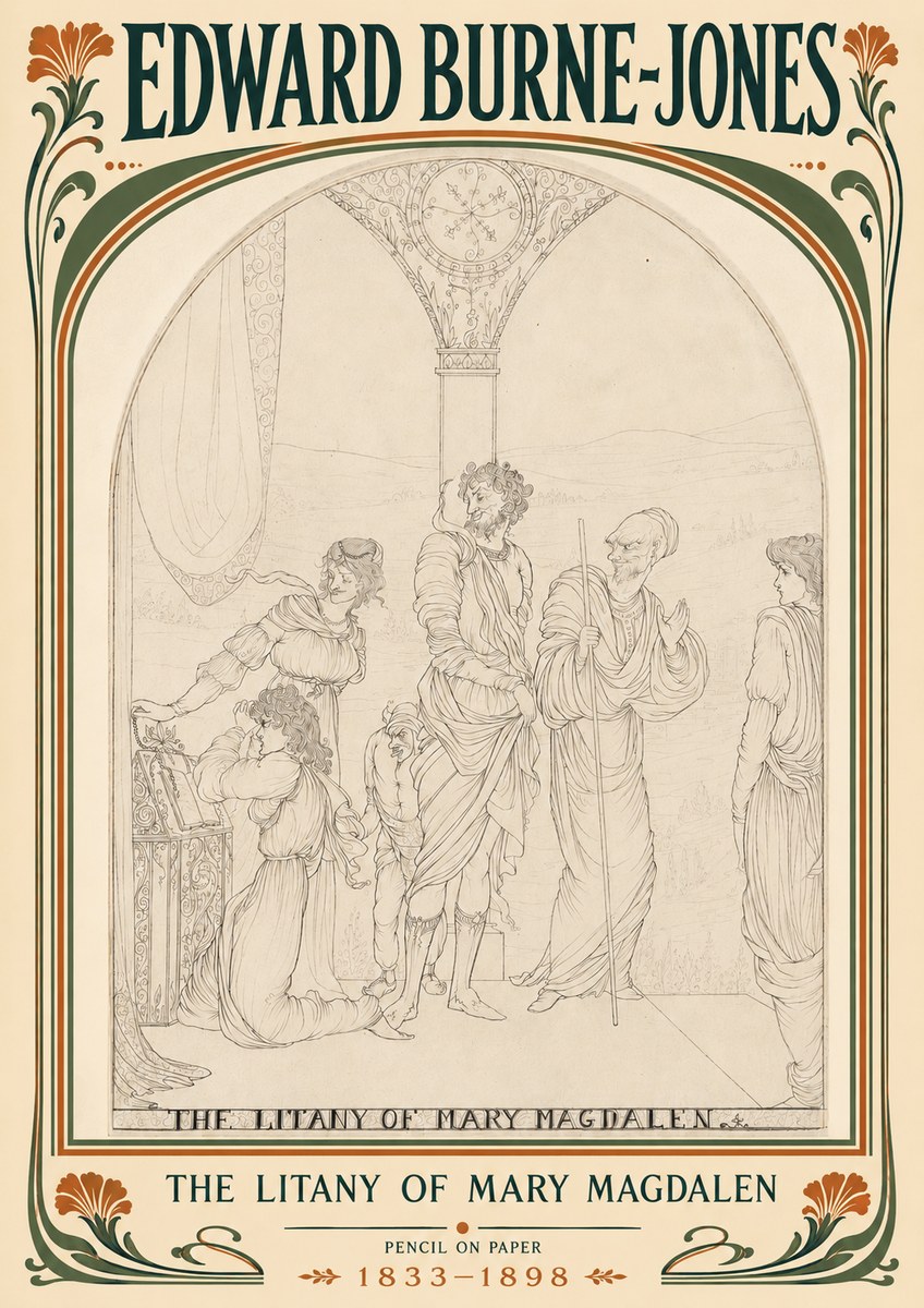 Edward Burne-Jones The Litany of Mary Magdalen No5 - Plakát