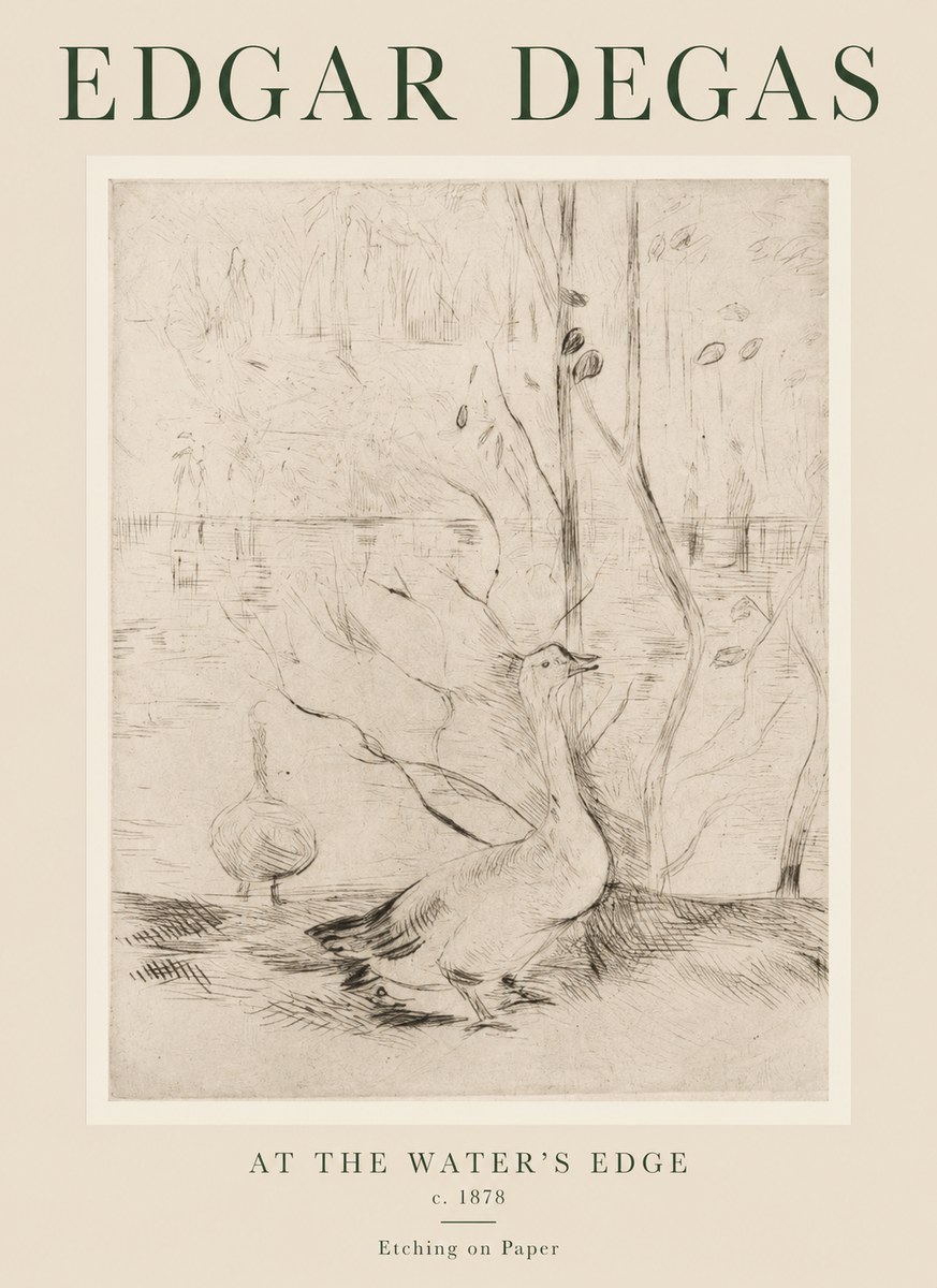 Edgar Degas At the Water's Edge No1 - Plakát