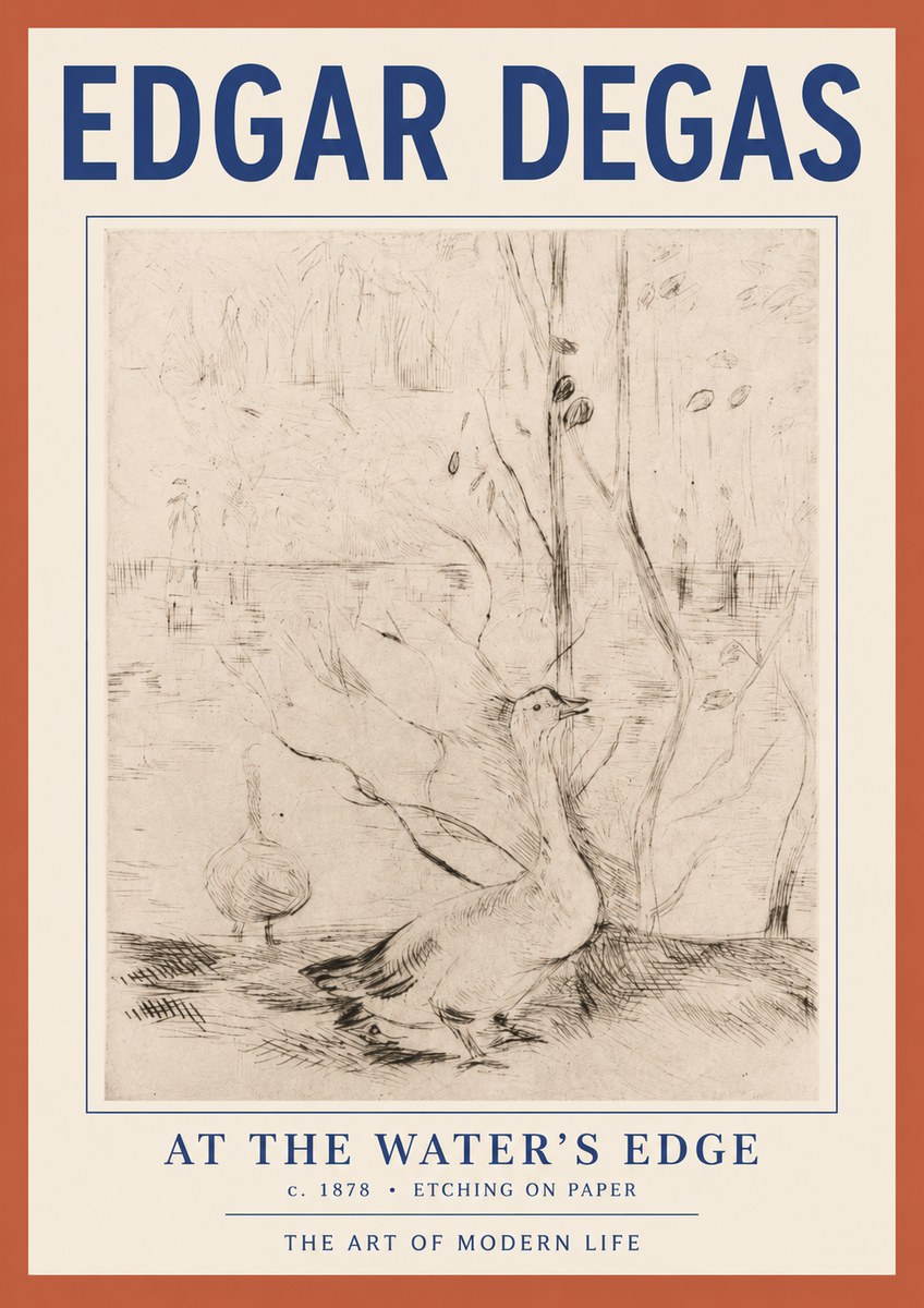 Edgar Degas At the Water's Edge No2 - Plakát