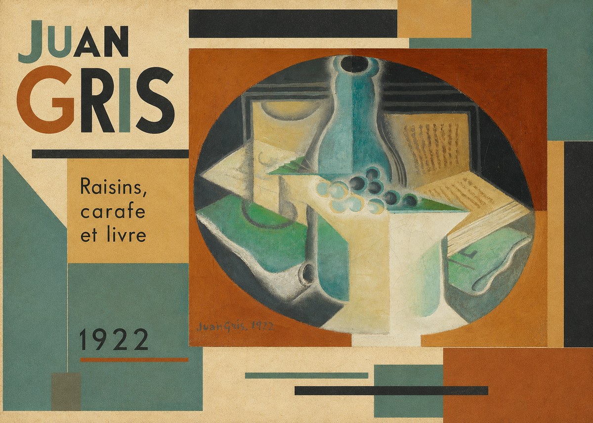 Juan Gris Raisins, Carafe Et Livre No2 - Plakát