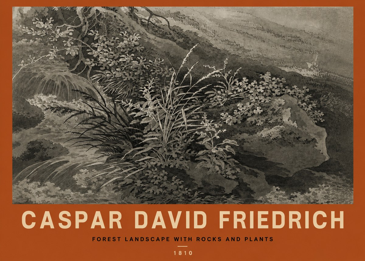 Caspar David Friedrich Forest Landscape with Rocks and Plants No2 - Plakát