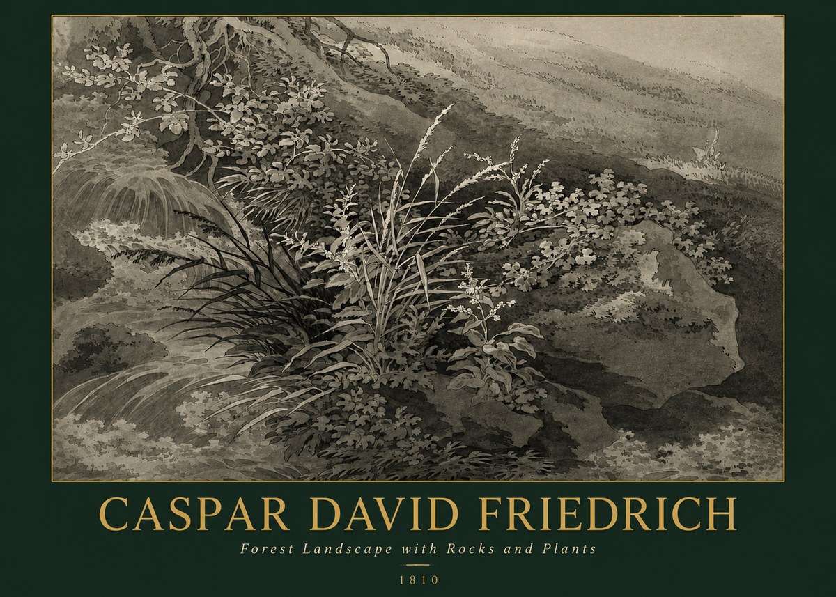 Caspar David Friedrich Forest Landscape with Rocks and Plants No3 - Plakát