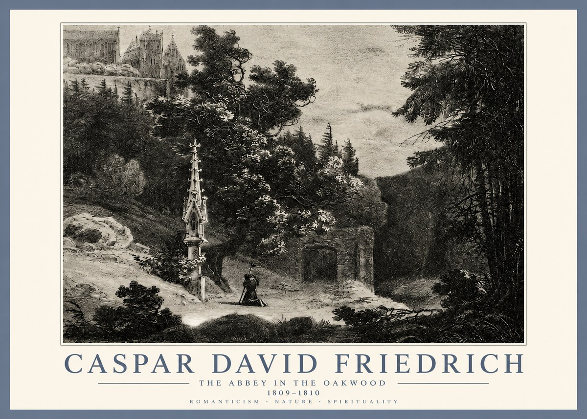 Caspar David Friedrich The Abbey in the Oakwood No3 - Plakát