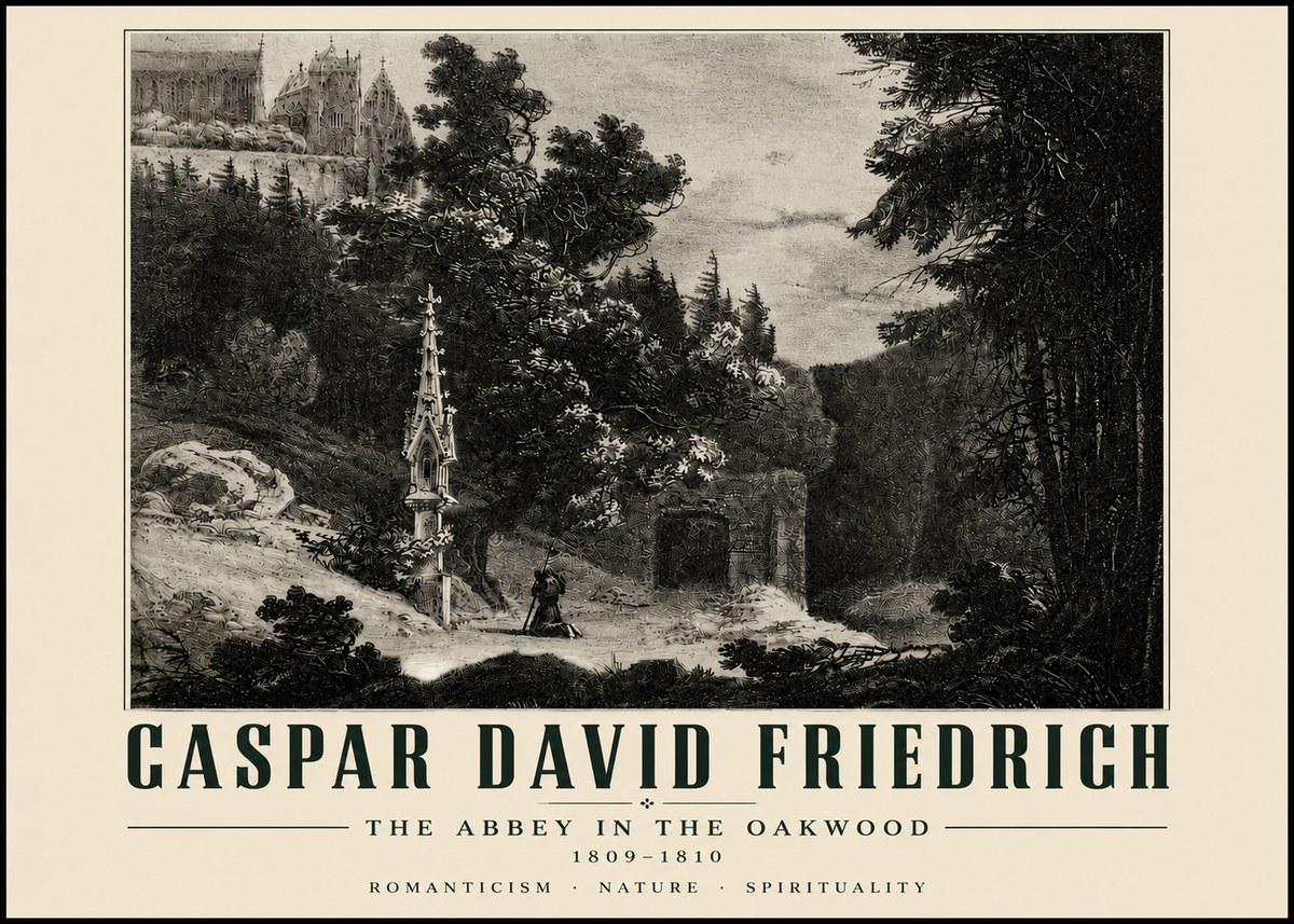 Caspar David Friedrich The Abbey in the Oakwood No4 - Plakát