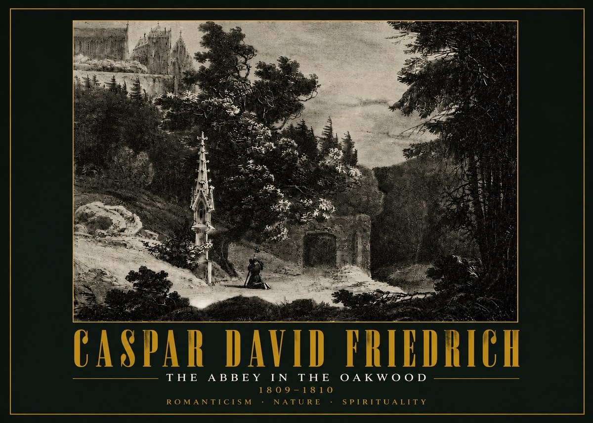 Caspar David Friedrich The Abbey in the Oakwood No5 - Plakát