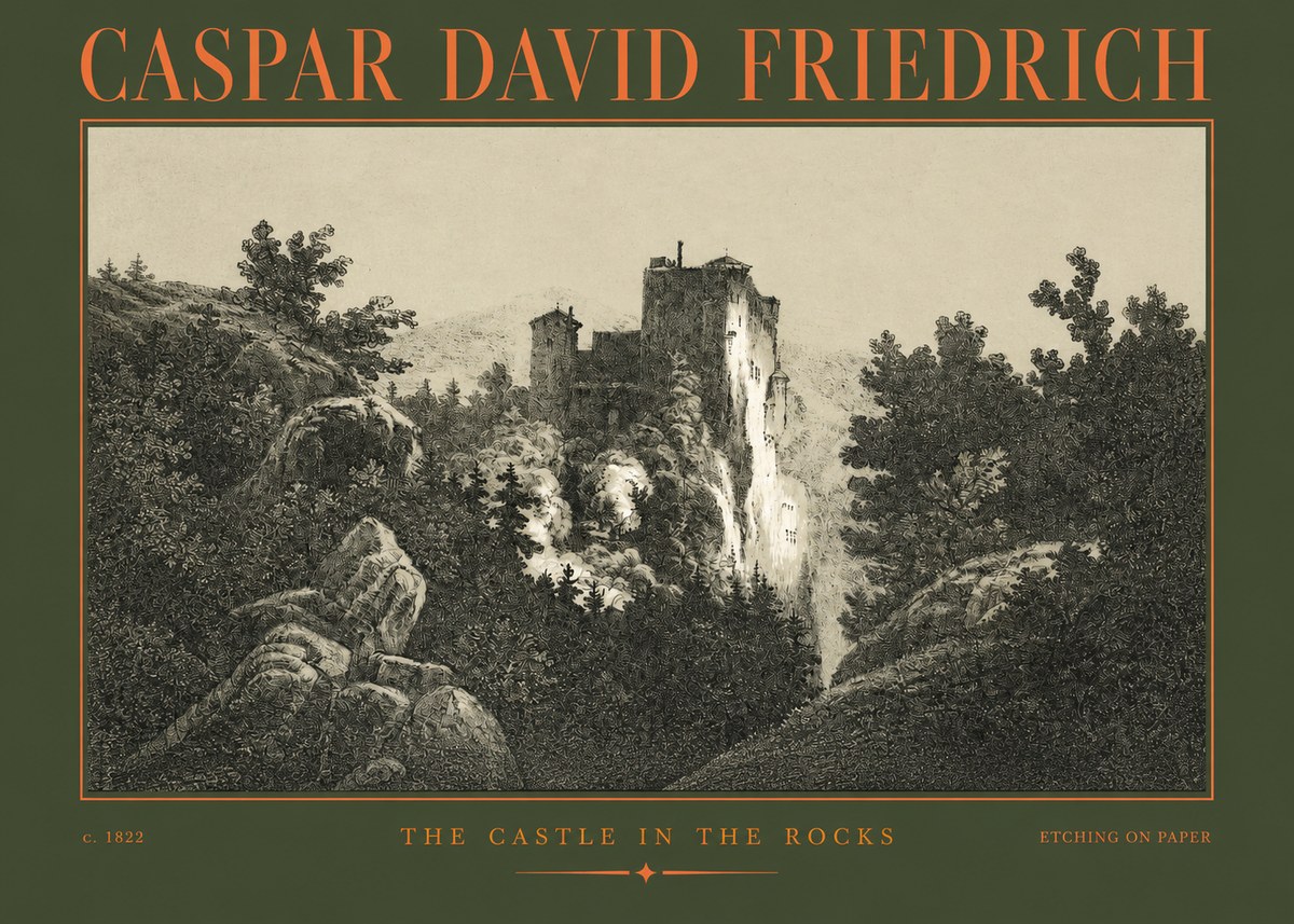 Caspar David Friedrich The Castle in the Rocks No2 - Plakát