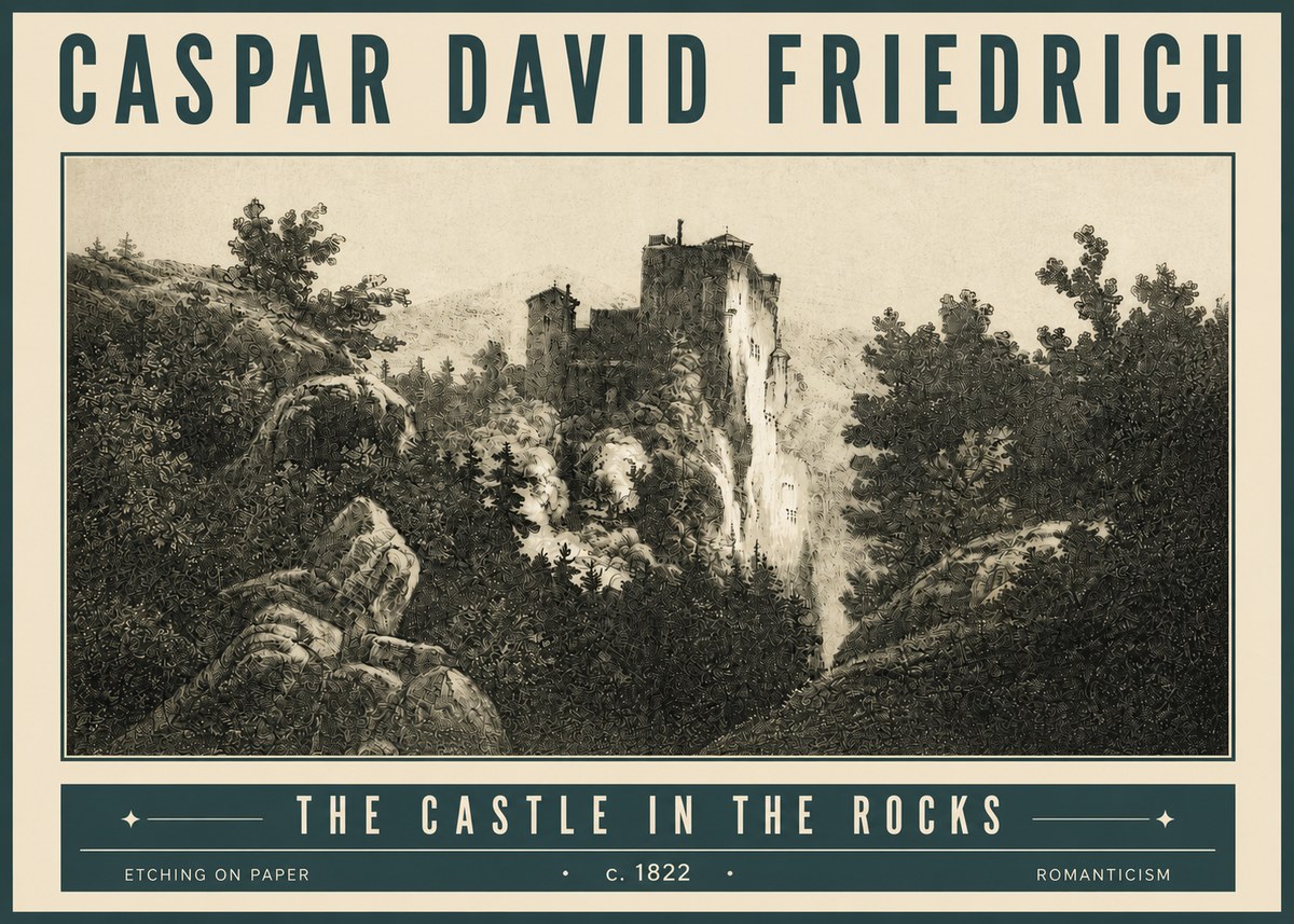 Caspar David Friedrich The Castle in the Rocks No4 - Plakát