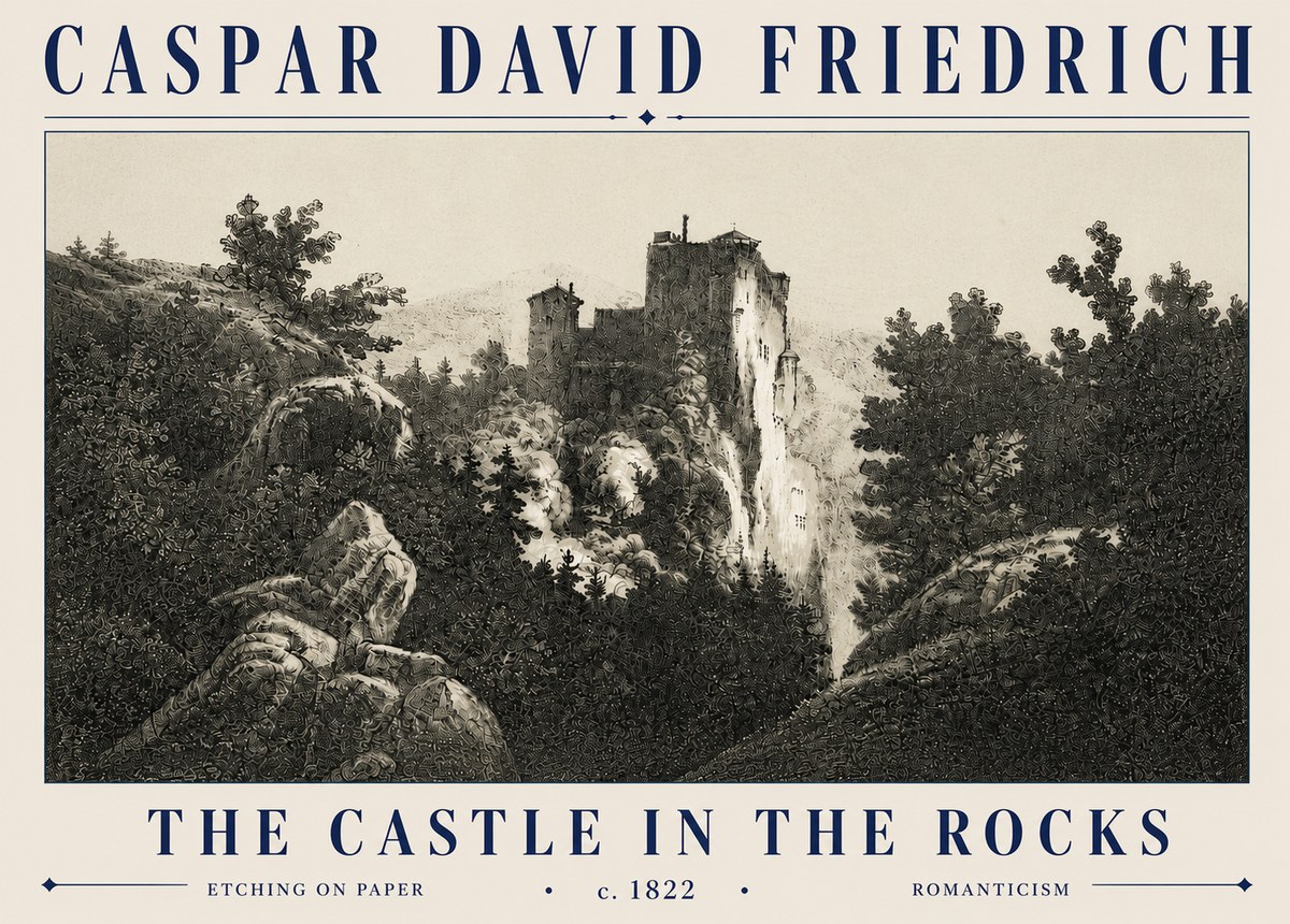 Caspar David Friedrich The Castle in the Rocks No6 - Plakát