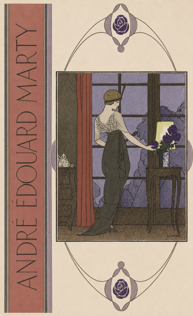 André Édouard Marty Lady at the Window with Roses No2 - Plakát