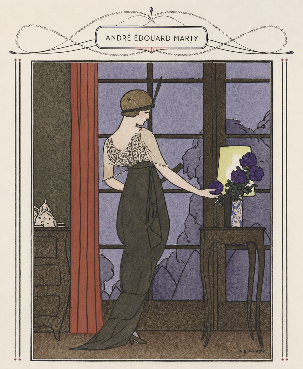 André Édouard Marty Lady at the Window with Roses No5 - Plakát