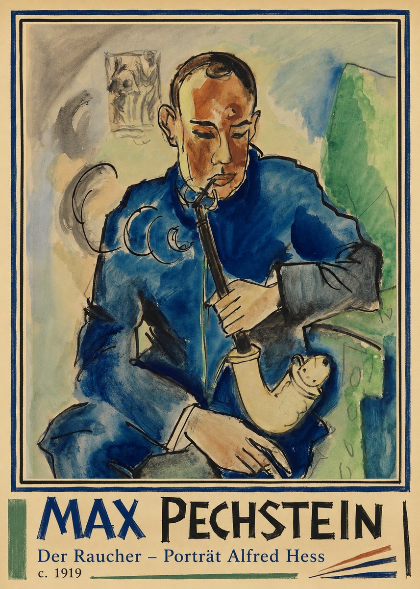 Max Pechstein Der Raucher – Porträt Alfred Hess No2 - Plakát