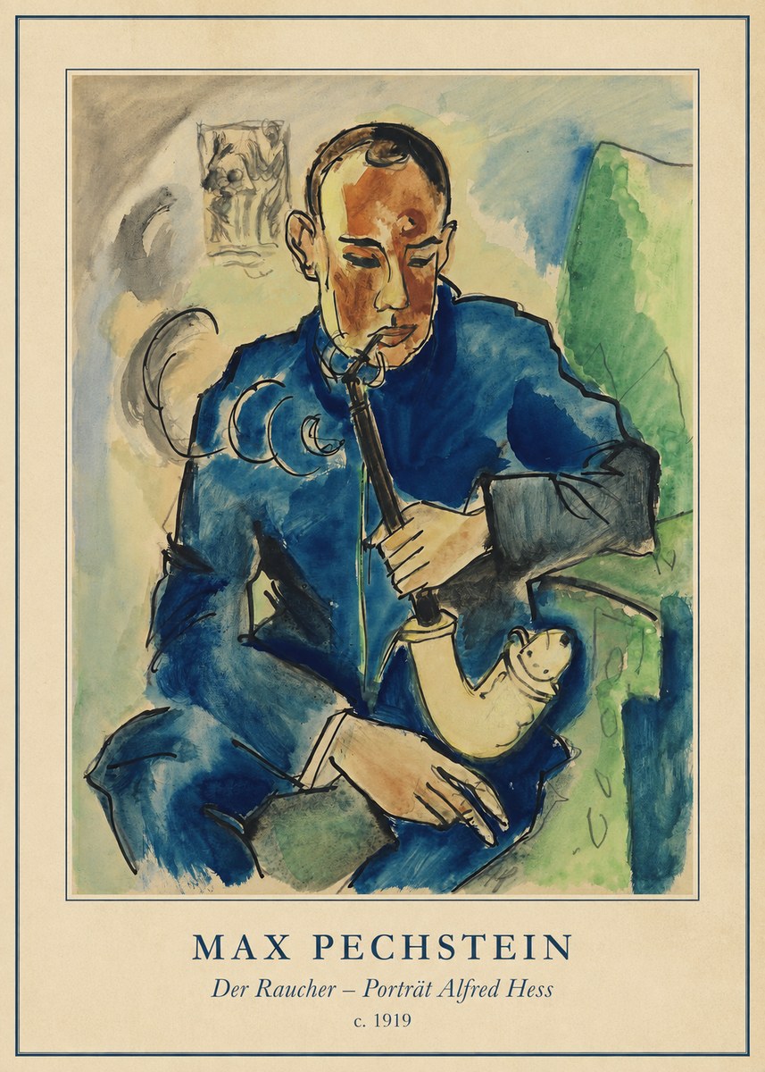 Max Pechstein Der Raucher – Porträt Alfred Hess No4 - Plakát
