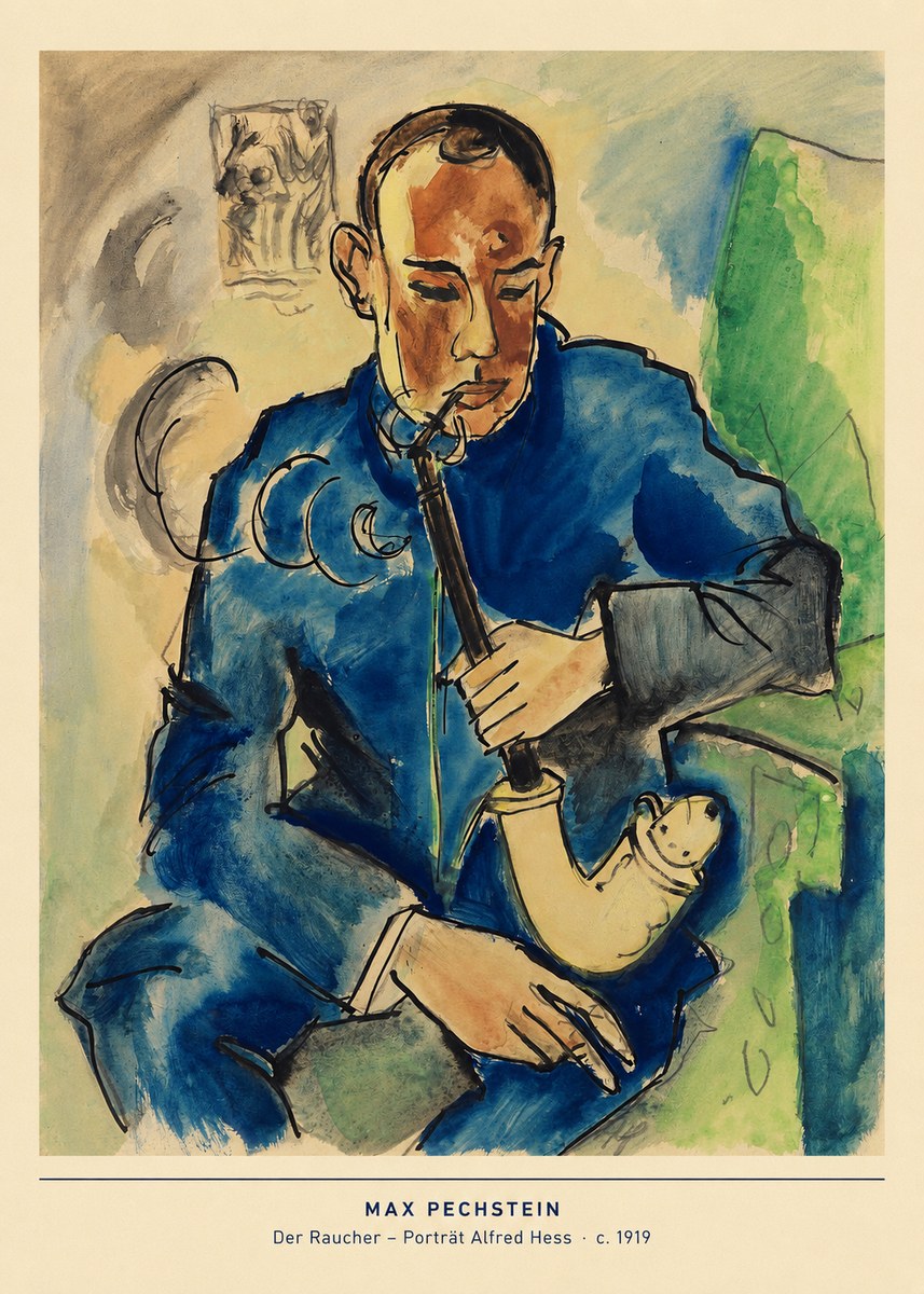 Max Pechstein Der Raucher – Porträt Alfred Hess No5 - Plakát