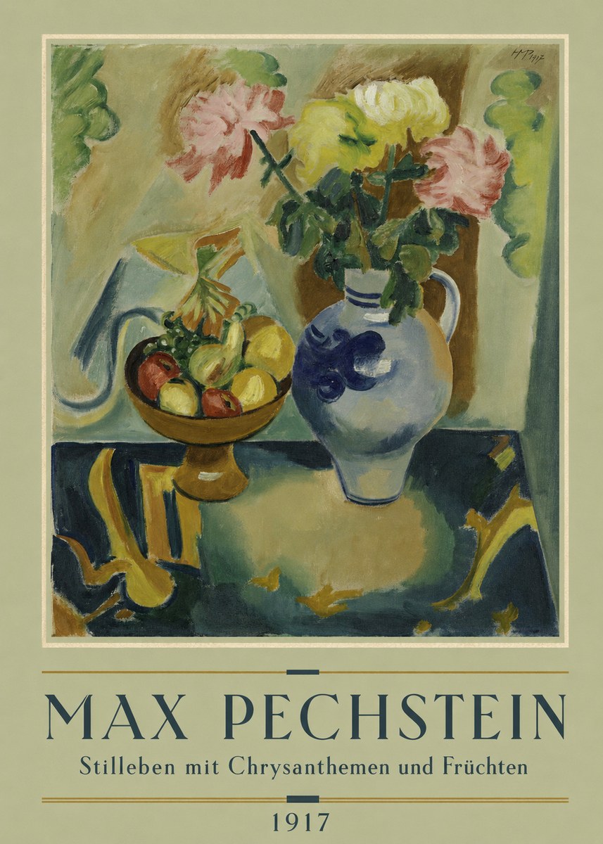 Max Pechstein Stilleben Mit Chrysanthemen Und Früchten No2 - Plakát