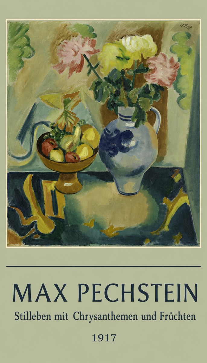 Max Pechstein Stilleben Mit Chrysanthemen Und Früchten No6 - Plakát