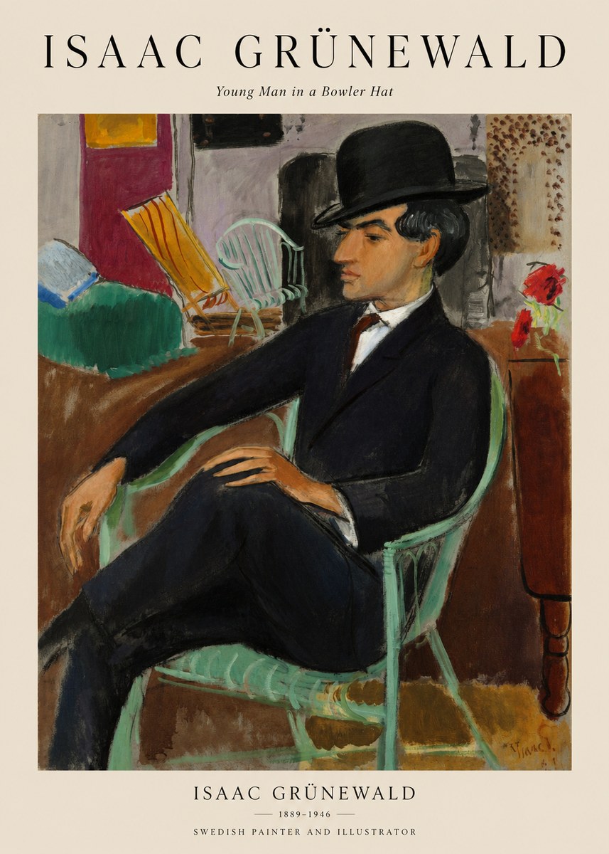 Isaac Grünewald Young Man in a Bowler Hat No1 - Plakát