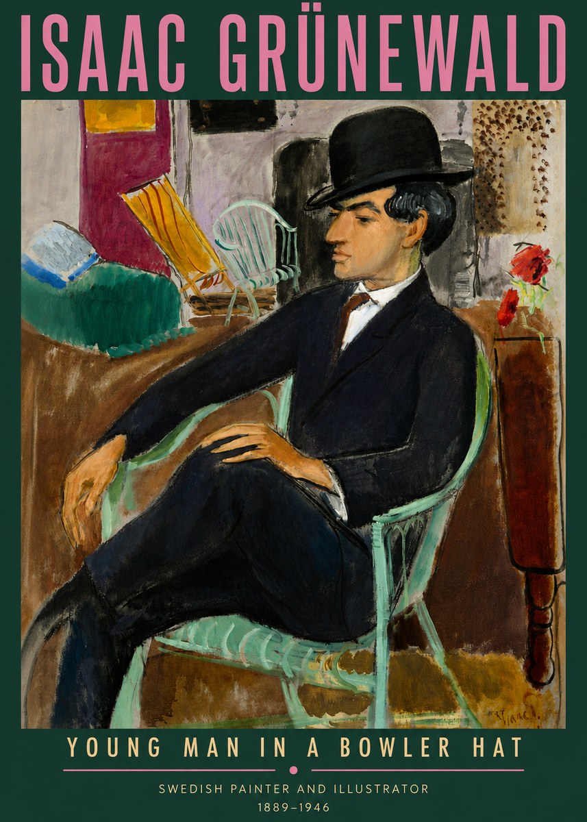 Isaac Grünewald Young Man in a Bowler Hat No3 - Plakát