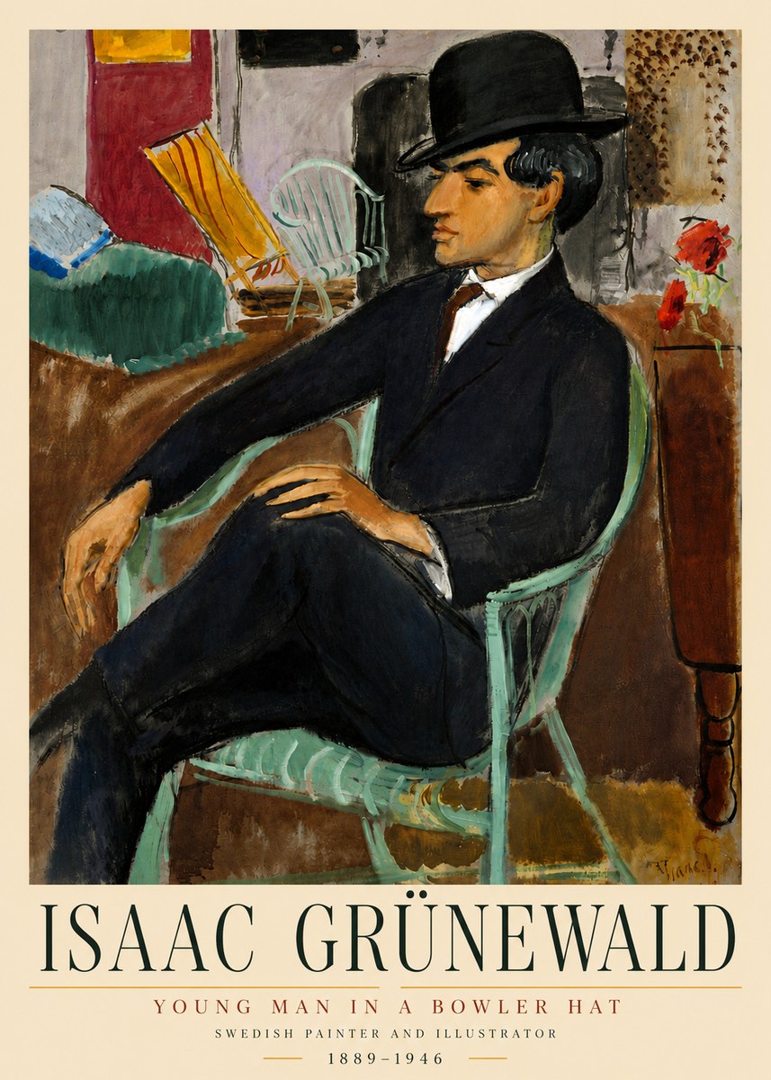 Isaac Grünewald Young Man in a Bowler Hat No4 - Plakát