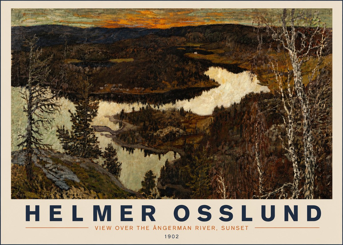 Helmer Osslund View over the Angerman River, Sunset No3 - Plakát