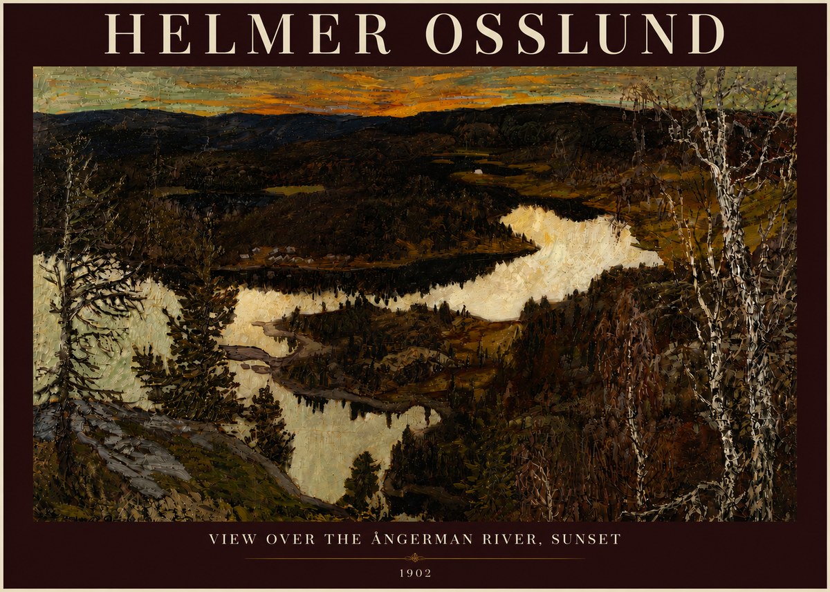 Helmer Osslund View over the Angerman River, Sunset No4 - Plakát